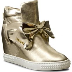 Sneakersy CARINII - B3835 J25-B08-000-B88. Żółte półbuty damskie Carinii, bez wzorów, ze skóry, bez obcasa, na obcasie, bez zapięcia. W wyprzedaży za 229,00 zł.
