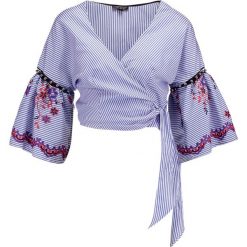 Bluzki asymetryczne: Topshop STRIPE WRAP Bluzka blue