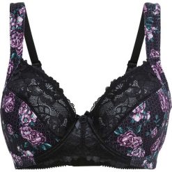 Biustonosz bonprix czarny z nadrukiem. Czarne biustonosze bonprix, z nadrukiem, z koronki. Za 54,99 zł.