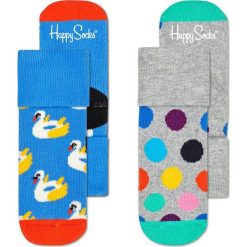 Happy Socks - Skarpetki dziecięce (2-pak). Szare skarpetki dziewczęce marki Happy Socks, bez wzorów, z elastanu. Za 39,90 zł.