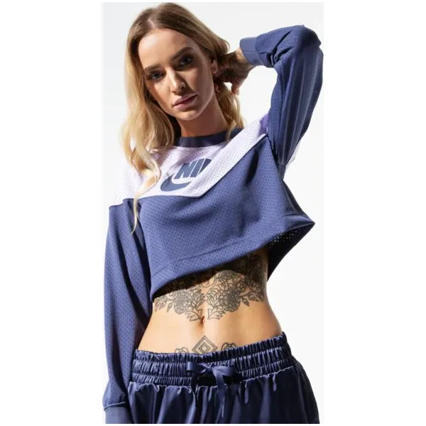 Nike Bluza W Nsw Hrtg Crew Mesh , fioletowy, rozmiar M. Fioletowe bluzy damskie Nike, s, bez wzorów, z materiału, bez rękawów, bez kaptura. Za 159,99 zł.