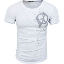 Koszulka męska t-shirt w kropki biały Recea. Białe koszulki męskie Recea, xl, bez wzorów, z bawełny, bez kołnierzyka, bez rękawów. W wyprzedaży za 14,99 zł.