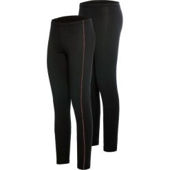 Legginsy (2 pary) bonprix czarny + czarny ze złocisto-brązową lureksową nitką. Czarne spodnie damskie bonprix, bez wzorów. Za 75,98 zł.