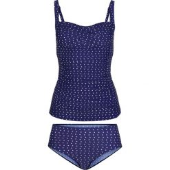 Tankini (2 części) bonprix niebiesko-biały kropki. Niebieskie stroje kąpielowe damskie bonprix, bez wzorów. Za 134,99 zł.