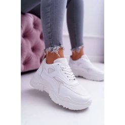 Sportowe Damskie Buty Gruba Podeszwa Białe Sevana. Białe buty sportowe damskie Tagless, bez wzorów, eleganckie. Za 99,00 zł.