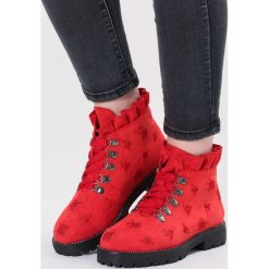 Buty: Czerwone Botki Layering