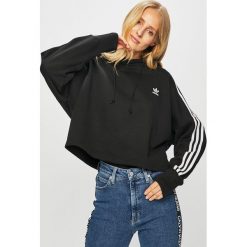 Adidas Originals - Bluza. Czarne bluzy damskie adidas Originals, z nadrukiem, z bawełny, bez rękawów, z kapturem. Za 199,90 zł.