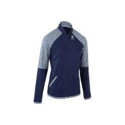 Bluza tenisowa Warm F500 damska. Niebieskie bluzy damskie marki ARTENGO, na zimę, bez wzorów, z elastanu, bez rękawów, bez kaptura. Za 69,99 zł.