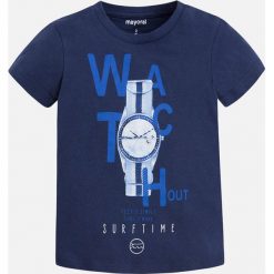 Mayoral - T-shirt dziecięcy 92-134 cm. Niebieskie t-shirty męskie marki Mayoral, z nadrukiem, z bawełny, z okrągłym kołnierzem. Za 54,90 zł.