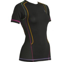 Topy sportowe damskie: CW-X ss wentylator internetowych top – kobiety – czarny / rainbow_l