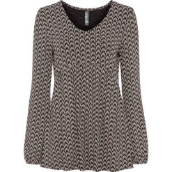 Bluzka shirtowa bonprix czarno-biało-czerwony wzorzysty. Czarne koszulki damskie bonprix, bez wzorów, bez kołnierzyka, bez rękawów. Za 54,99 zł.