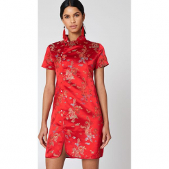 NA-KD Sukienka mini Cheongsam - Red,Multicolor. Czerwone sukienki mini marki NA-KD, z haftami. W wyprzedaży za 60,89 zł.