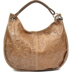 Shopper bag damskie: Skórzana torebka w kolorze fango – (S)30 x (W)25 x (G)6,5 cm