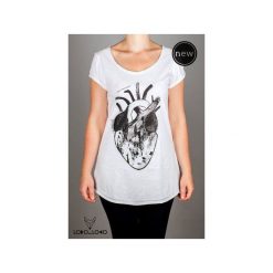 Koszulka z anatomicznym sercem S/M. Białe bluzki damskie marki Lobo loco, s, z bawełny. Za 39,00 zł.