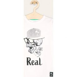 Name it - T-shirt dziecięcy 122-164 cm. Białe t-shirty chłopięce Name it, z nadrukiem, z bawełny, bez rękawów. W wyprzedaży za 69,90 zł.