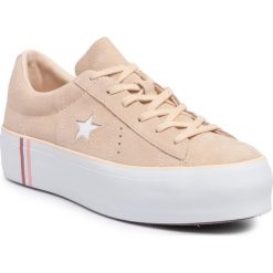 Sneakersy CONVERSE - One Star Platform Ox 565377C Light Bisque/White/White. Brązowe półbuty damskie Converse, ze skóry. Za 399,00 zł.