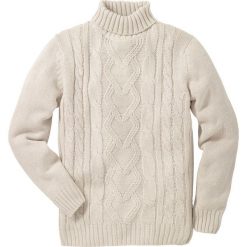 Golfy męskie: Sweter z golfem bonprix kremowy