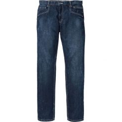Dżinsy z wzmocnionym krokiem Regular Fit STRAIGHT bonprix ciemnoniebieski. Niebieskie jeansy męskie bonprix, m, bez wzorów, klasyczne. Za 129,99 zł.
