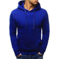 Bluzy męskie: Bluza męska z kapturem kobaltowa (bx2394)