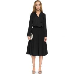 Bluzki asymetryczne: Czarna Elegancka Bluzka z Niską Stójką