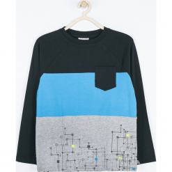 Koszulka. Szare t-shirty chłopięce TECHNOLOGY OF TOMORROW, z aplikacjami, z dzianiny, z długim rękawem. Za 41,90 zł.