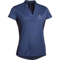 Koszulka jeździecka polo 500 Mesh damska. Niebieskie koszulki damskie FOUGANZA, xl, bez wzorów, z poliesteru, polo, bez rękawów. Za 59,99 zł.