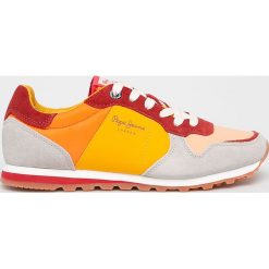 Pepe Jeans - Buty. Pomarańczowe buty sportowe damskie Pepe Jeans, bez wzorów, z jeansu, sportowe. W wyprzedaży za 199,90 zł.