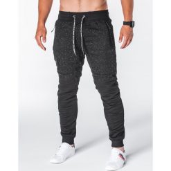 Spodnie męskie dresowe P642 - czarne. Czarne spodnie męskie Ombre Clothing, s, bez wzorów, z bawełny. Za 55,00 zł.
