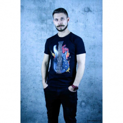 Koszulka Gitara. Niebieskie t-shirty damskie marki Pakamera, z bawełny. Za 69,00 zł.