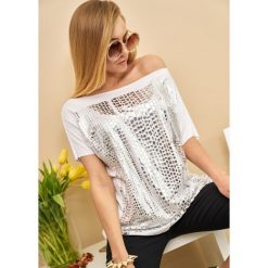 Bluzka Silver kolor Biel OneSize. Czarne bluzki damskie LIGARI, uniwersalny, w paski, z bawełny. Za 69,99 zł.