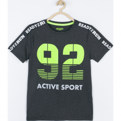 Koszulka. Szare t-shirty chłopięce ACTIVE BOY, z aplikacjami, z krótkim rękawem. Za 49,90 zł.
