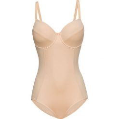 Body wyszczuplające Level 2 bonprix cielisty. Brązowe body damskie wyszczuplające bonprix, z haftami. Za 99,99 zł.