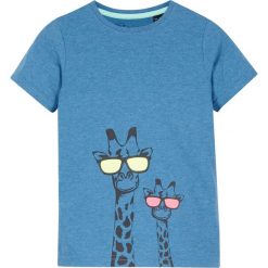 T-shirt bonprix niebieski melanż. Niebieskie t-shirty chłopięce bonprix, z nadrukiem, z krótkim rękawem. Za 29,99 zł.