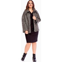 Wełniany płaszcz multikolor. Kurtki damskie Tagless, plus size, bez wzorów, z wełny, plus size. Za 317,29 zł.