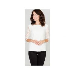 Bluzka K077 Ecru. Brązowe bluzki damskie KATRUS, xl, w koronkowe wzory, z koronki, bez kołnierzyka, bez rękawów. Za 89,00 zł.