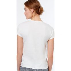 Etam - Top piżamowy Gypsie. Białe piżamy damskie marki Etam, s, z nadrukiem, z bawełny, z krótkim rękawem. W wyprzedaży za 29,90 zł.