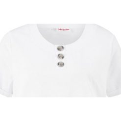 T-shirt bawełniany z guzikami, krótki rękaw bonprix biały. Białe t-shirty damskie bonprix, bez wzorów, z bawełny, bez kołnierzyka. Za 27,99 zł.