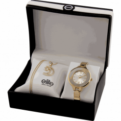 Elite Models zestaw podarunkowy damski - zegarek i naszyjnik E54484G-102. Naszyjniki damskie Elite Models. W wyprzedaży za 169,00 zł.