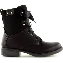 Botki workery czarne 17103-13 Black. Czarne botki damskie ButyModne, na co dzień, ze skóry, klasyczne, bez obcasa, na sznurówki. W wyprzedaży za 109,00 zł.