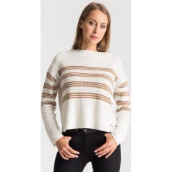 Sweter z rozcięciem. Brązowe swetry damskie Patrizia Pepe, s, w paski, bez rękawów, bez kaptura. Za 307,60 zł.