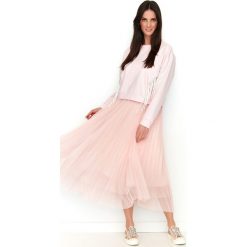 Bluza z frędzlami różowa. Różowe bluzy damskie e-margeritka.pl, s, bez wzorów, z bawełny, bez rękawów, bez kaptura. Za 149,99 zł.