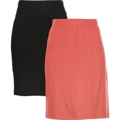 Spódnica z dżerseju (2 szt.) bonprix jasnoróżowy + czarny. Różowe spódniczki damskie bonprix, z aplikacjami, z dżerseju. Za 39,98 zł.