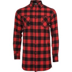 Koszule męskie na spinki: Urban Classics Side-Zip Long Checked Flanell Shirt Koszula czarny/czerwony