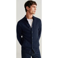 Mango Man - Kardigan. Niebieskie swetry męskie Mango Man, s, bez wzorów, z wełny. Za 229,90 zł.