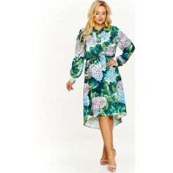 Sukienka plus size midi w kwiaty - multikolor, 42/44. Sukienki damskie e-margeritka.pl, na wiosnę, s, w kwiaty, z elastanu, eleganckie, z długim rękawem, długie, bez kaptura. Za 189,99 zł.