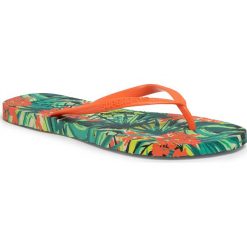 Japonki SUPERDRY - Super Sleek Aop Flip Flop WF310009A Neon Tropical. Pomarańczowe klapki damskie Superdry, bez wzorów, z tworzywa sztucznego, bez obcasa. W wyprzedaży za 89,00 zł.