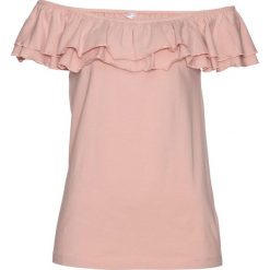Shirt z falbanami bonprix stary jasnoróżowy. Różowe koszulki damskie bonprix, bez wzorów, retro, z podwójnym kołnierzykiem. Za 54,99 zł.