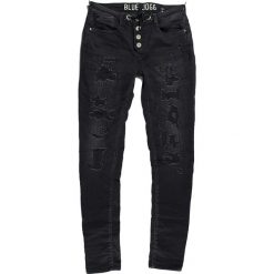 Dżinsy - Slim fit - w kolorze czarnym. Czarne jeansy damskie Le Temps Des Cerises, w paski, ze skóry. W wyprzedaży za 169,95 zł.