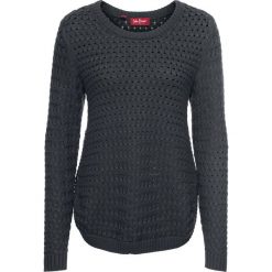 Swetry klasyczne damskie: Sweter w warkocze, z ozdobnym guzikiem, długi rękaw bonprix nocny niebieski