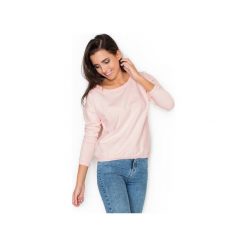 Bluza K235 Róż. Różowe bluzy damskie marki KATRUS, xl, bez wzorów, z bawełny, bez rękawów, długie, bez kaptura. Za 89,00 zł.